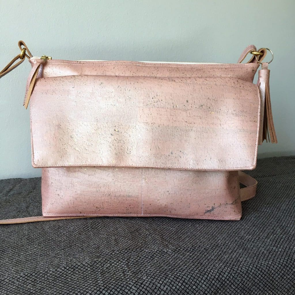 Rose Gold Cork Leather Traverse Bag | The Reluctant Sewist
